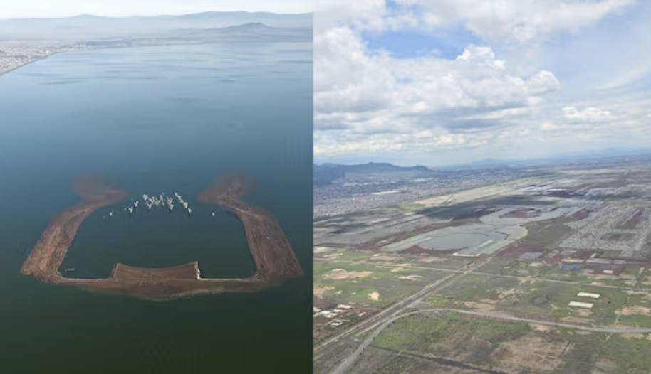 RESURGE LAGO DE TEXCOCO Y BORRA ESTRUCTURAS DEL AEROPUERTO QUE CANCELÒ AMLO